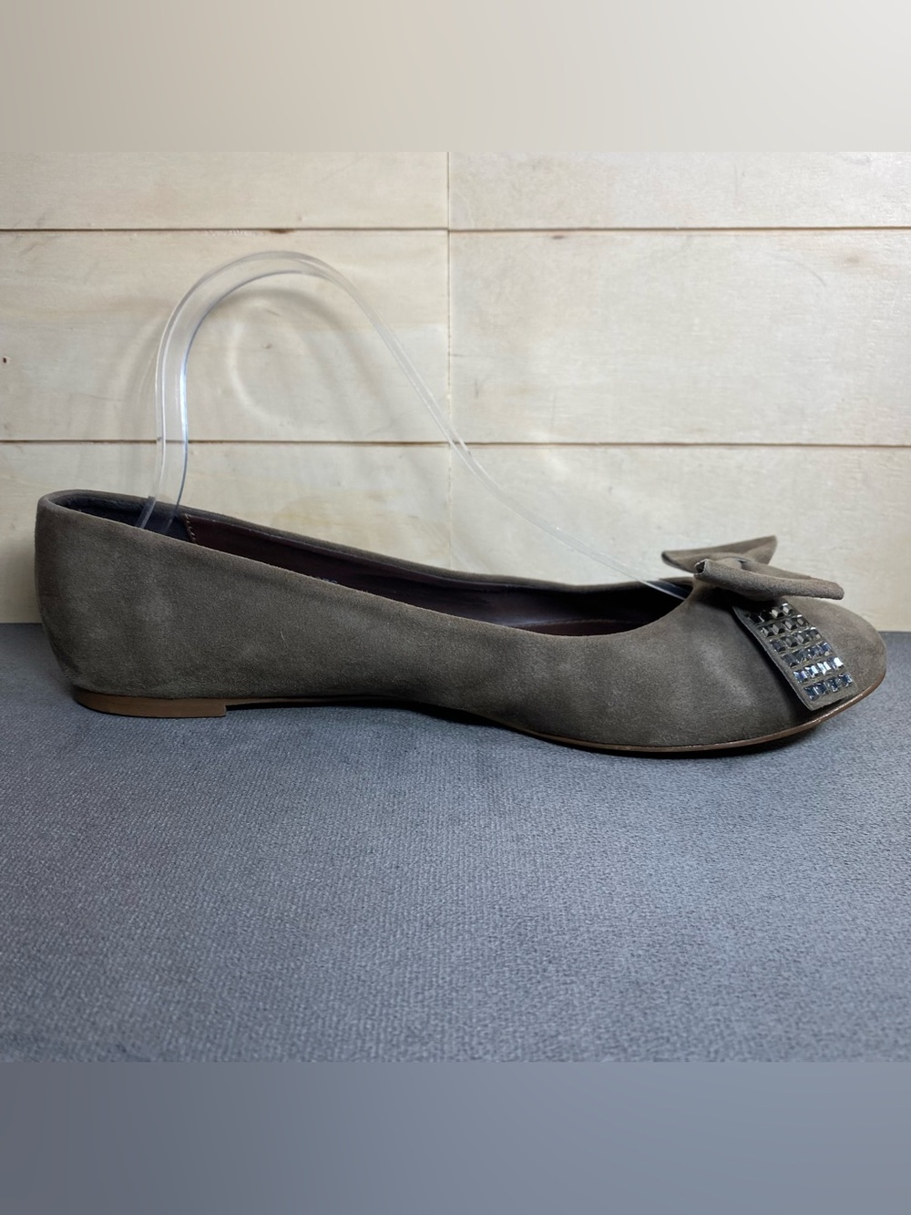 J Crew Ballet Flats Suede Leather Women's Size 8 Shoes Bow Slip-Ons - Picture 3 of 13